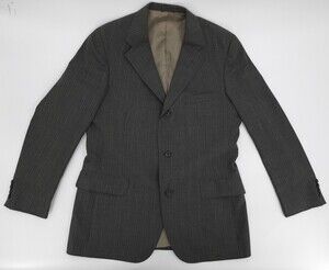 Polo University Blazer Jacket Mens 42 Gray Pinstripe 3 Button Ralph Lauren